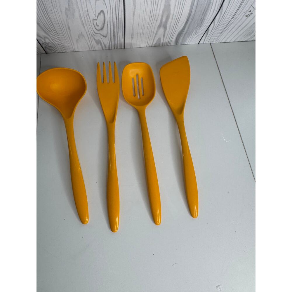 Hutzler Melamine Utensil Set Yellow Goldenrod MCM Retro Set of 4